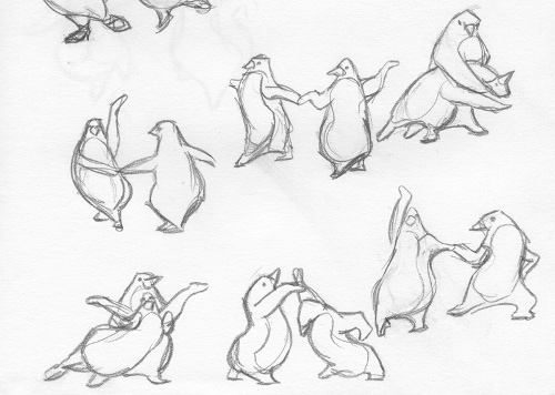 penguins dancing drawing