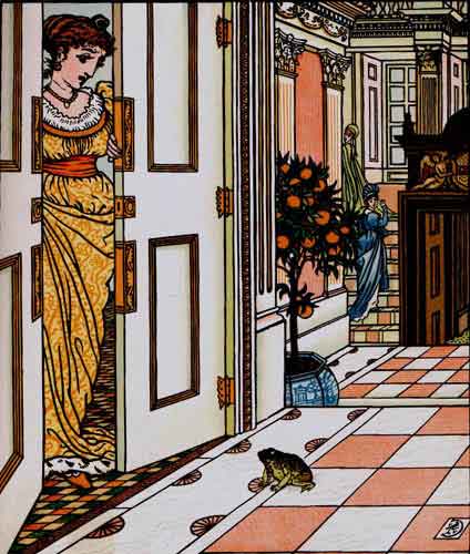An Illustration from 1874 of 'The Frog King' by Walter Crane