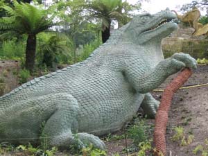 one of Waterhouse's iguanodon's at the Crystal Palace Park in Sydenham, England