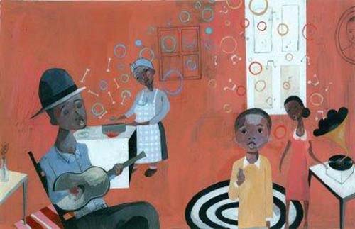 Illustration by Sean Qualls from Before John Was a Jazz Giant, used with permission from the illustrator