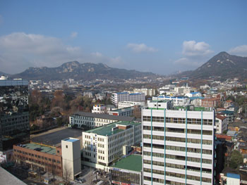 Seoul, as seen from Gihieh’s apartment building’s roof.